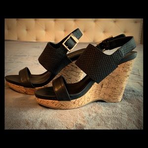 Calvin Klein Black Wedge Sandals